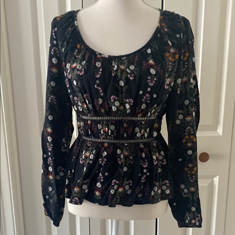 Floral Print Peasant Top
